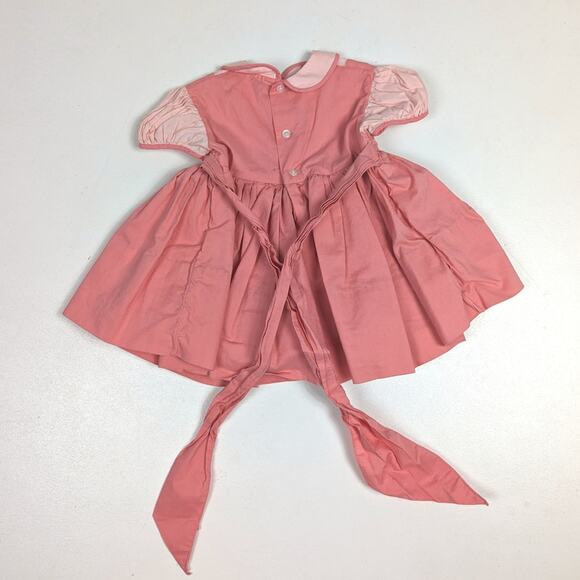 Vtg Love Dress 60s Baby Girls Sz 6-12m Full Circle Salmon Pink Classic - Picture 4 of 9